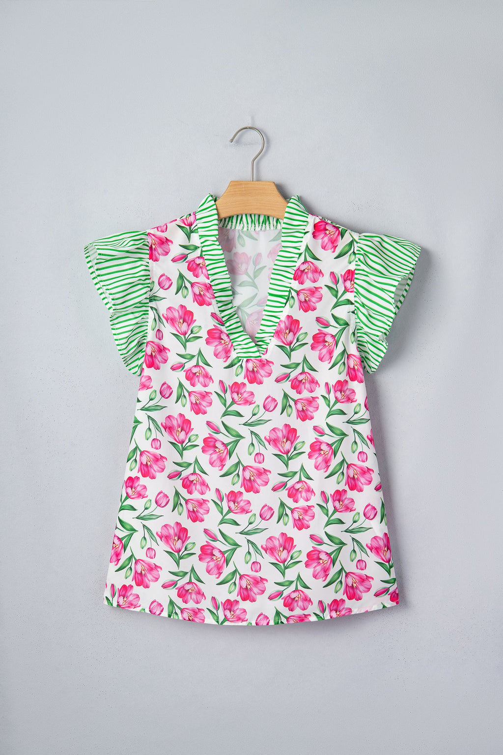 Adelaide Striped Ruffle Trim Blouse