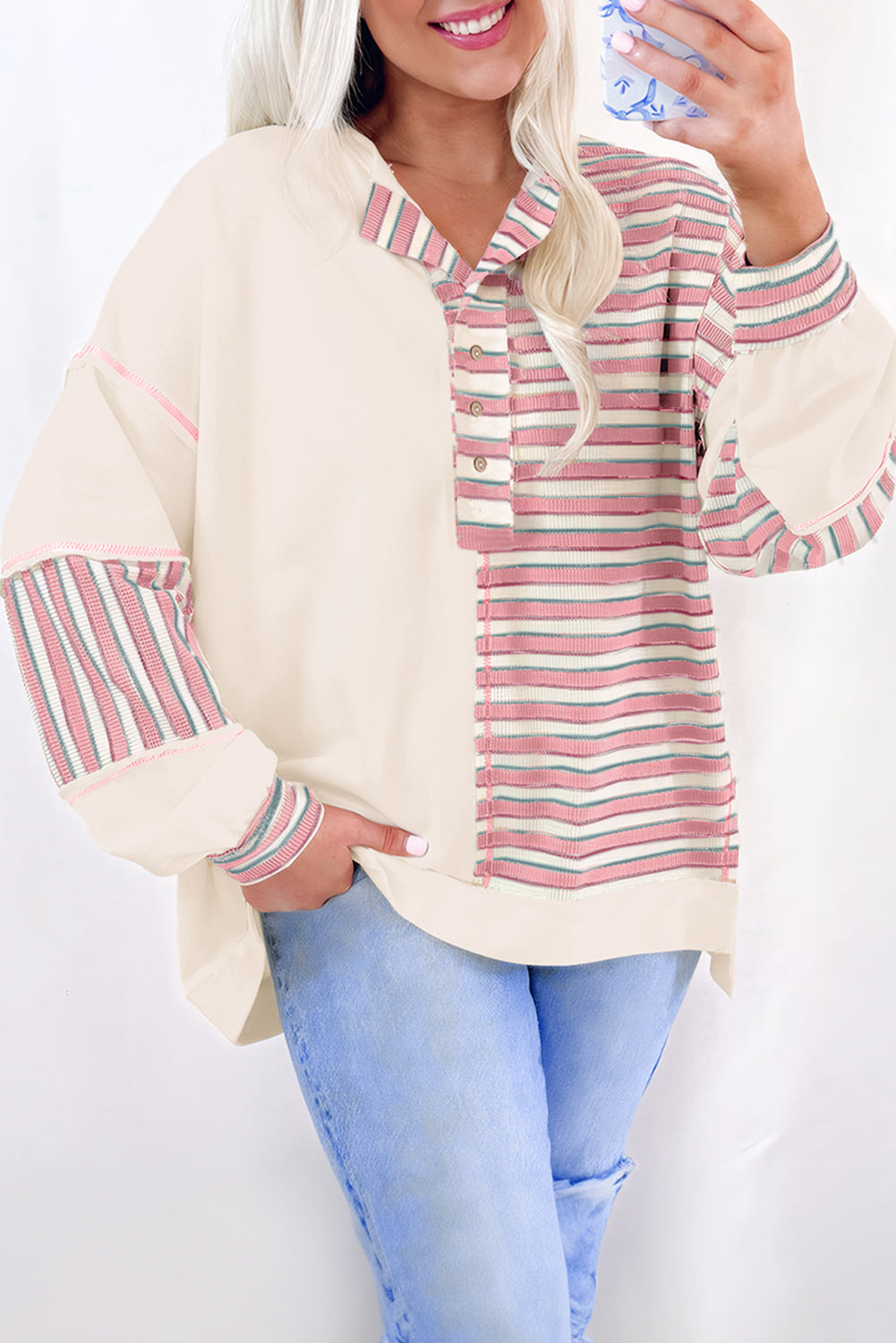 Aadhya Patchwork Oversized Pullover Top
