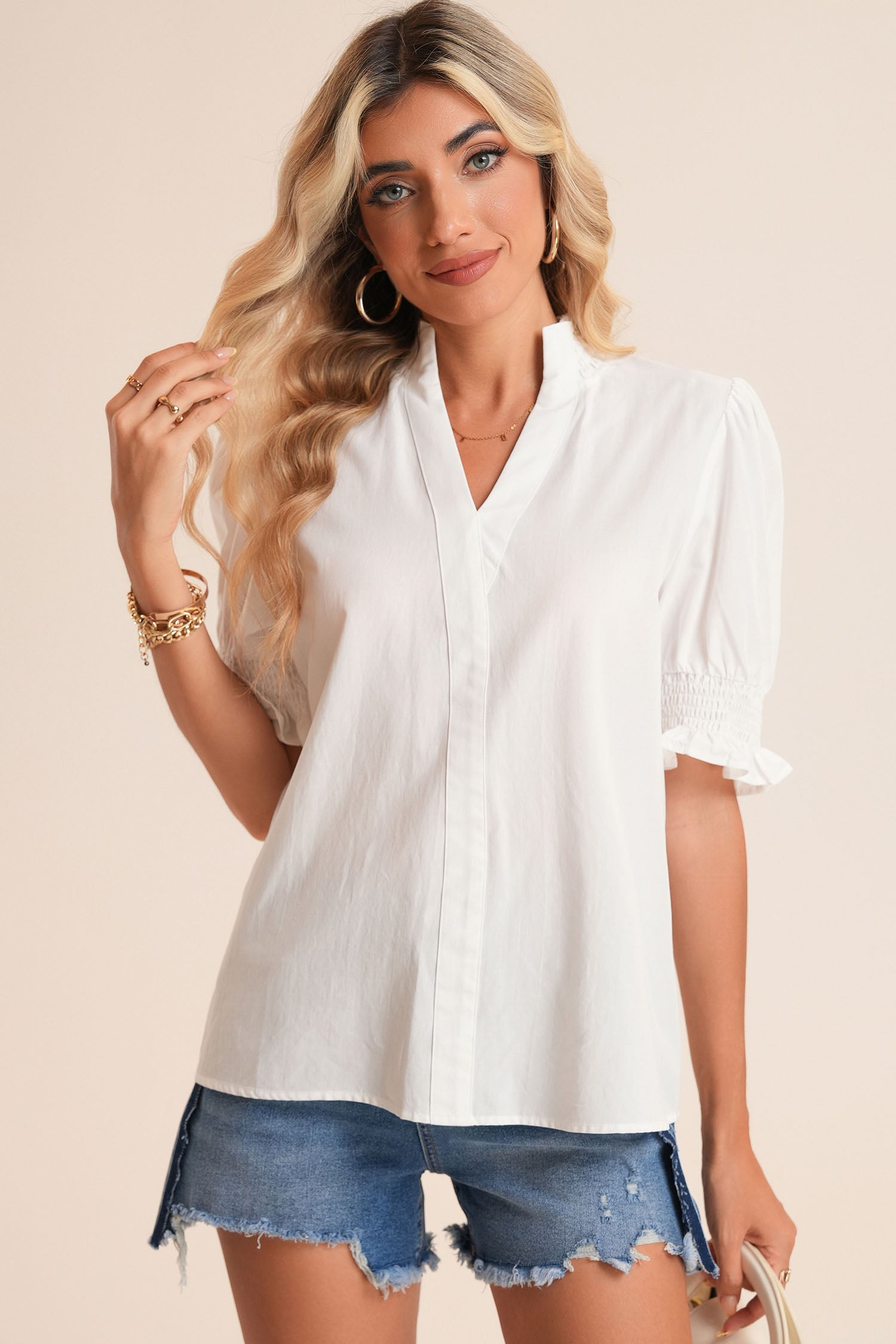 Gabriela Trim Short Sleeve Blouse