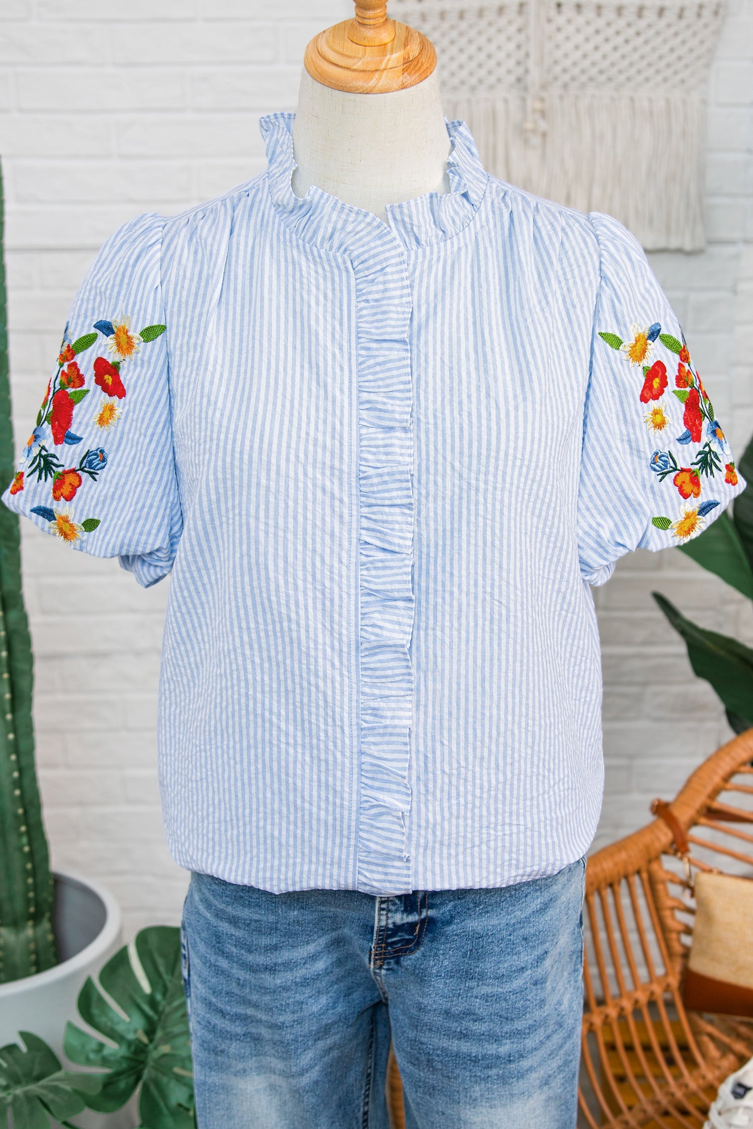 Ruthie Sleeve Ruffle Trim Shirt