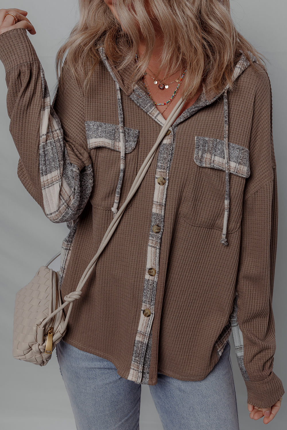 Marceline Down Drawstring Hooded Shacket