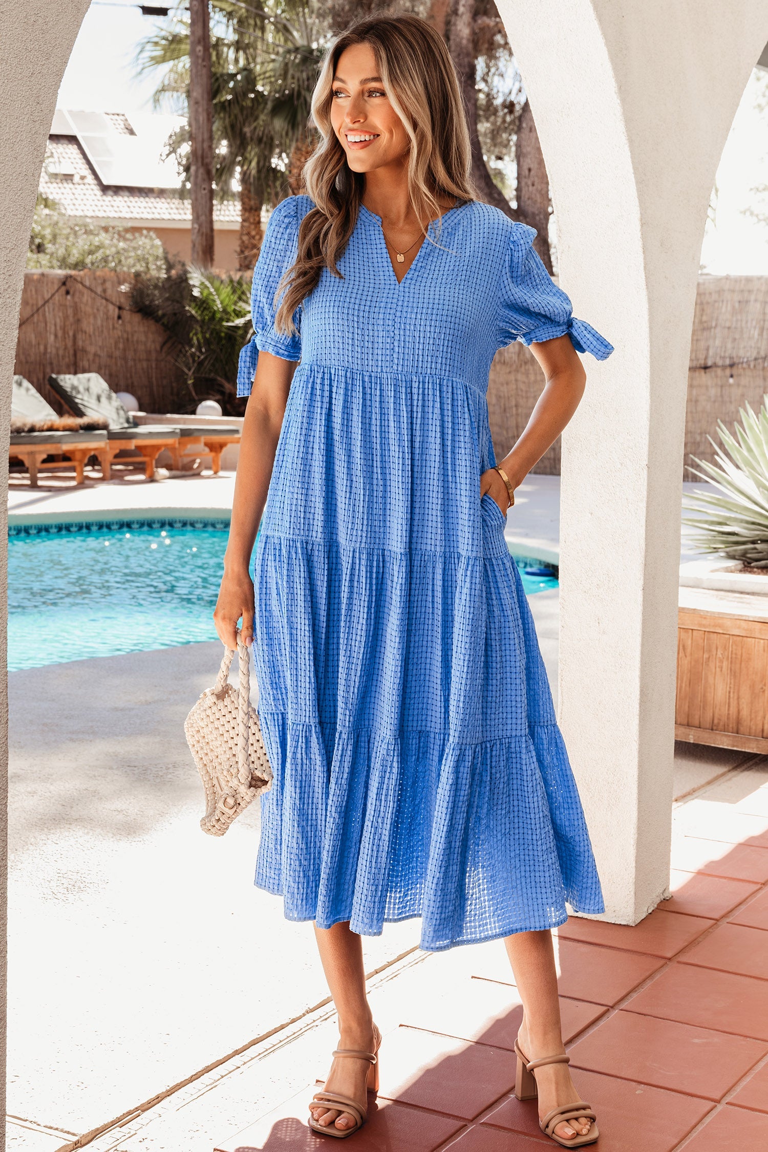 Madelynn Sleeve Tiered Midi Dress