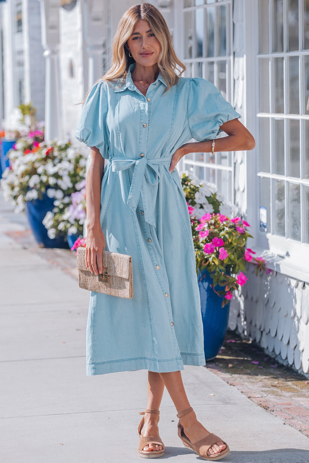Shiloh Bubble Sleeve Long Dress