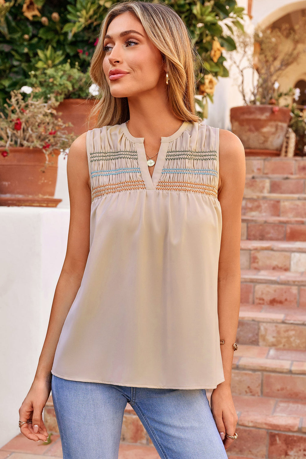 Josephine Stitch Sleeveless Shift Top