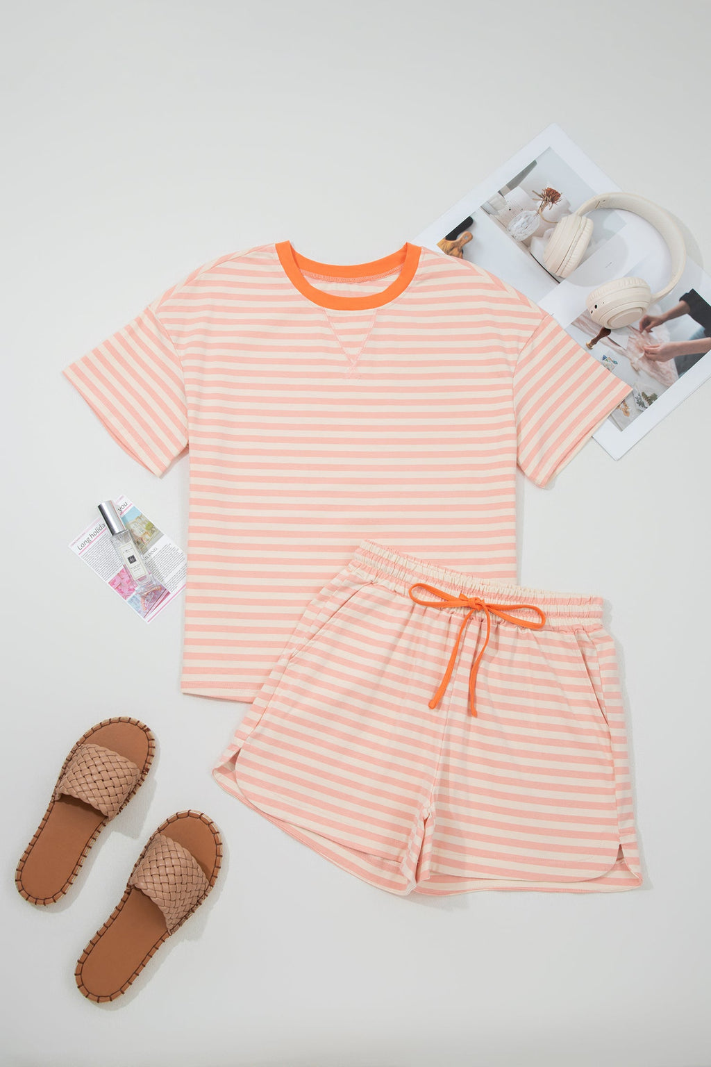Adelina Stripe Contrast Loose Tee Set