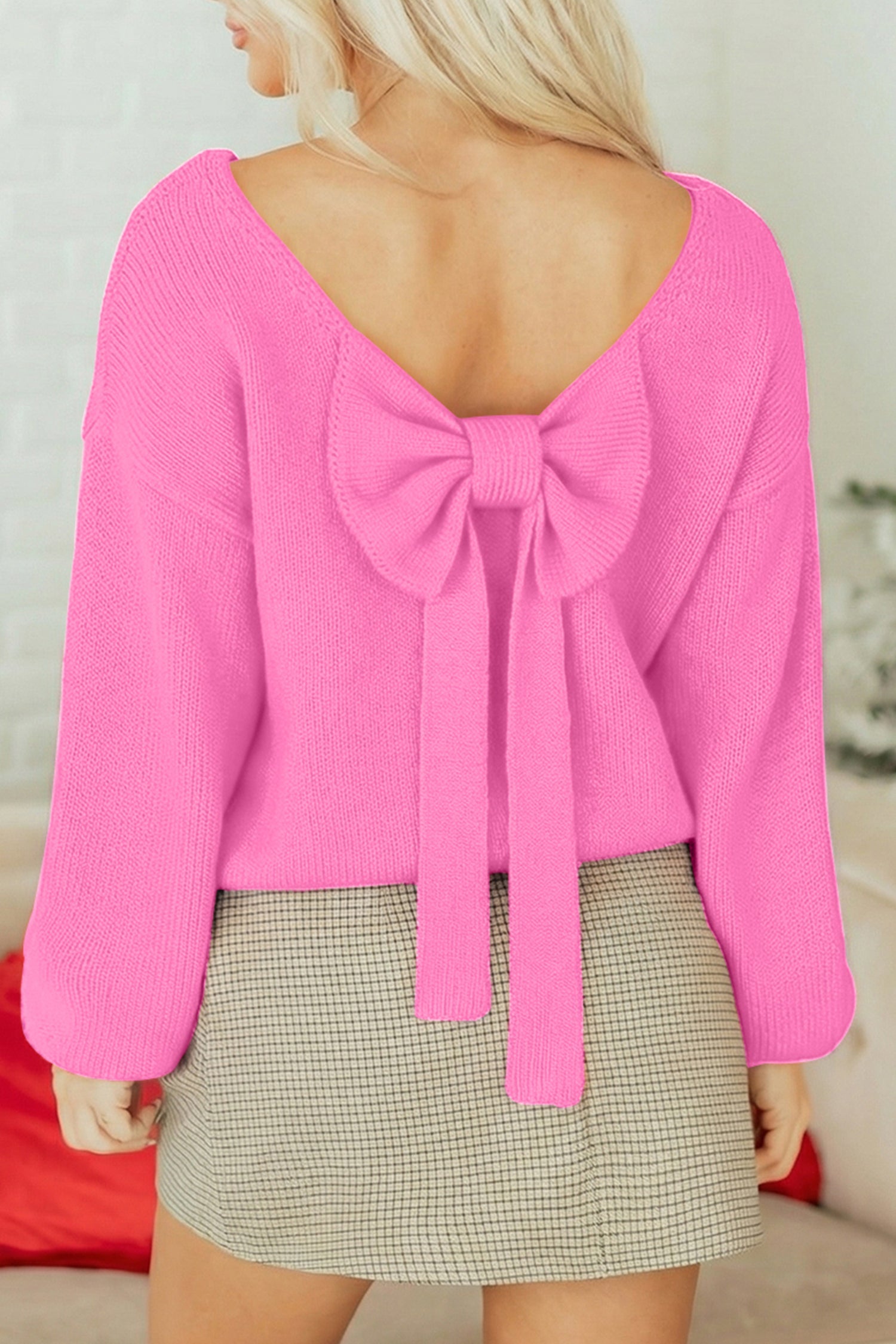 Olivia Backless Bubble Sleeve Sweater