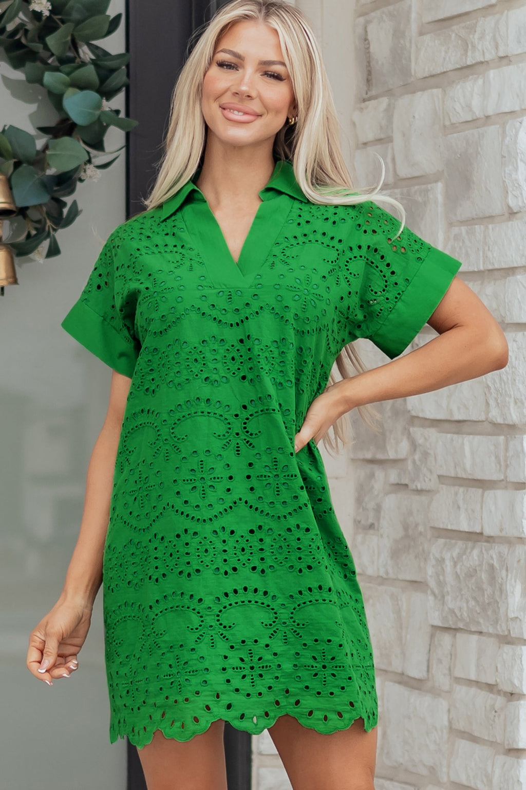 Celine Eyelet Embroidered T Shirt