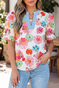 Alma Sleeve Striped Trim Blouse