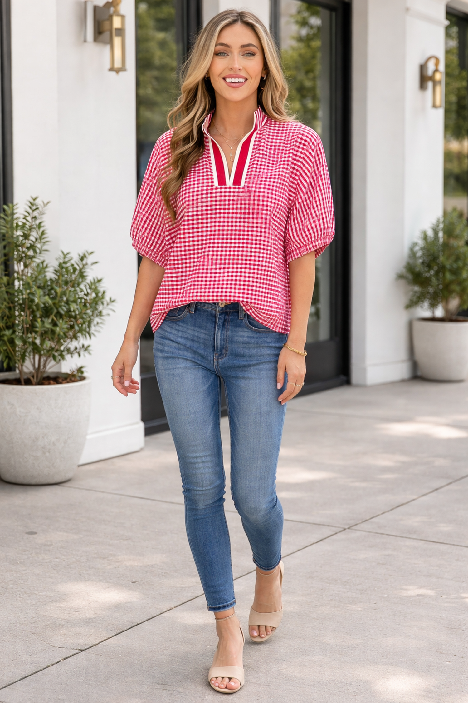 Wynter Sleeve Colorblock Trim Blouse