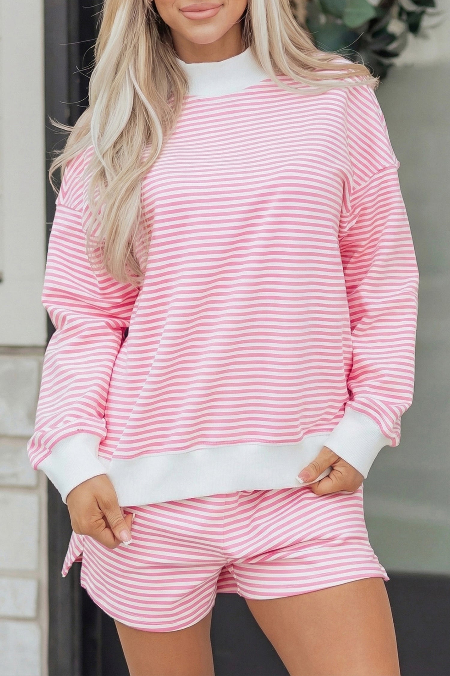 Amira Mock Sweatshirt and Shorts Set