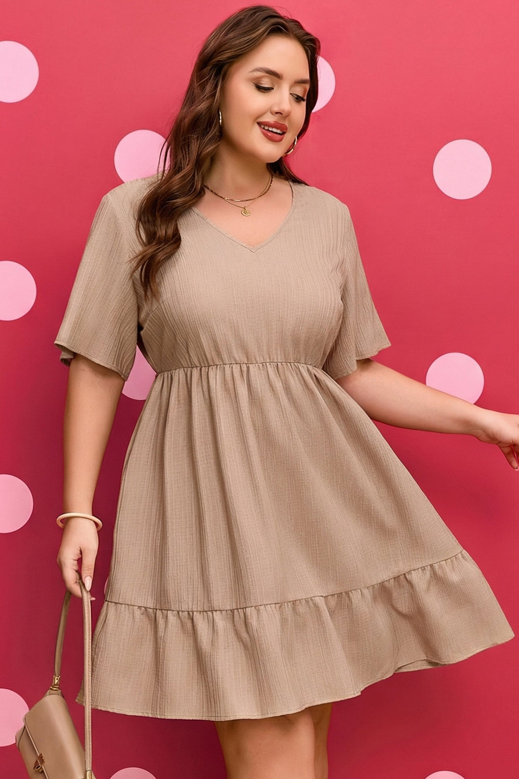Kaylee Ruffled Short Sleeve PLUS Dress