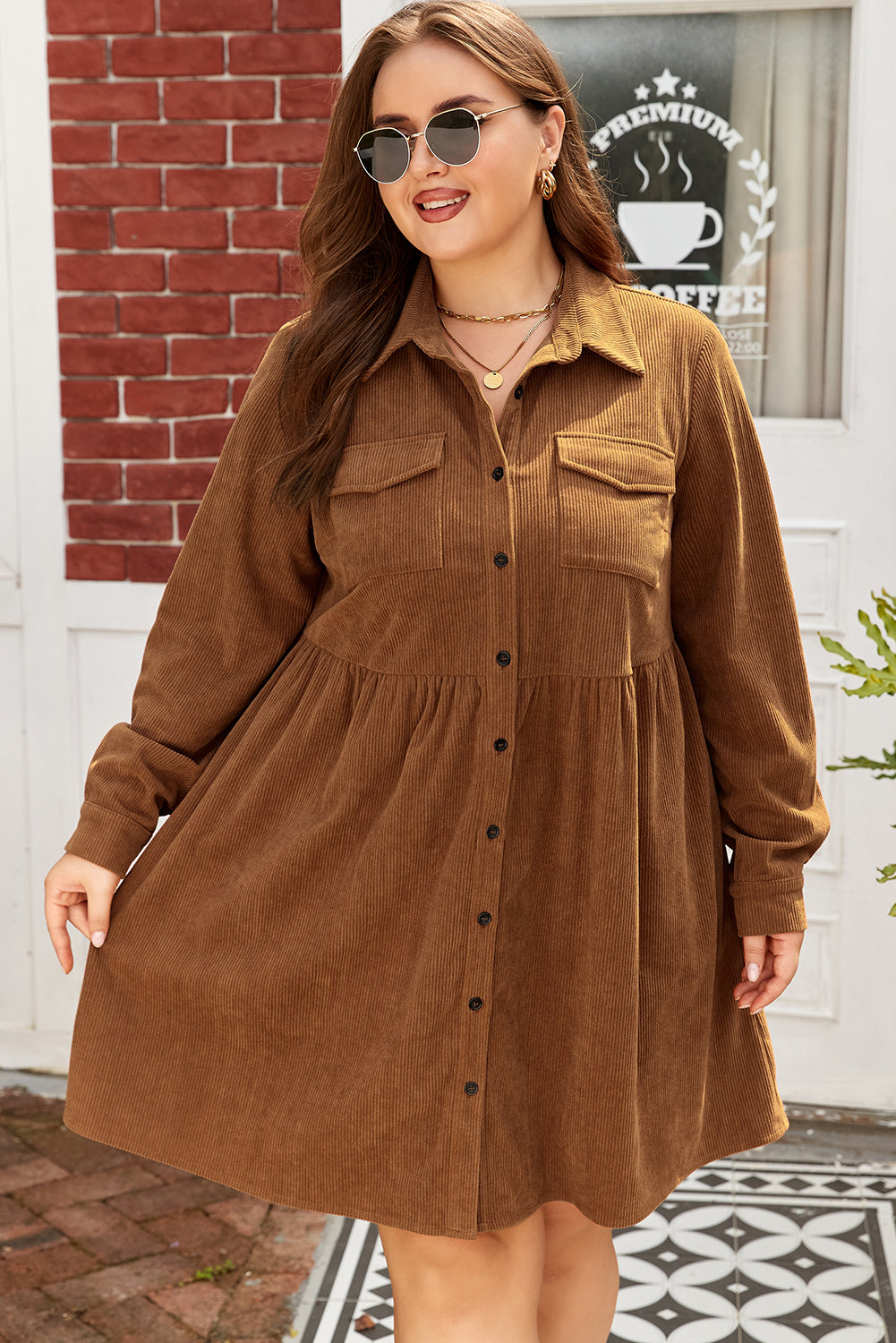 Galilea Corduroy Full Collared PLUS Shirt