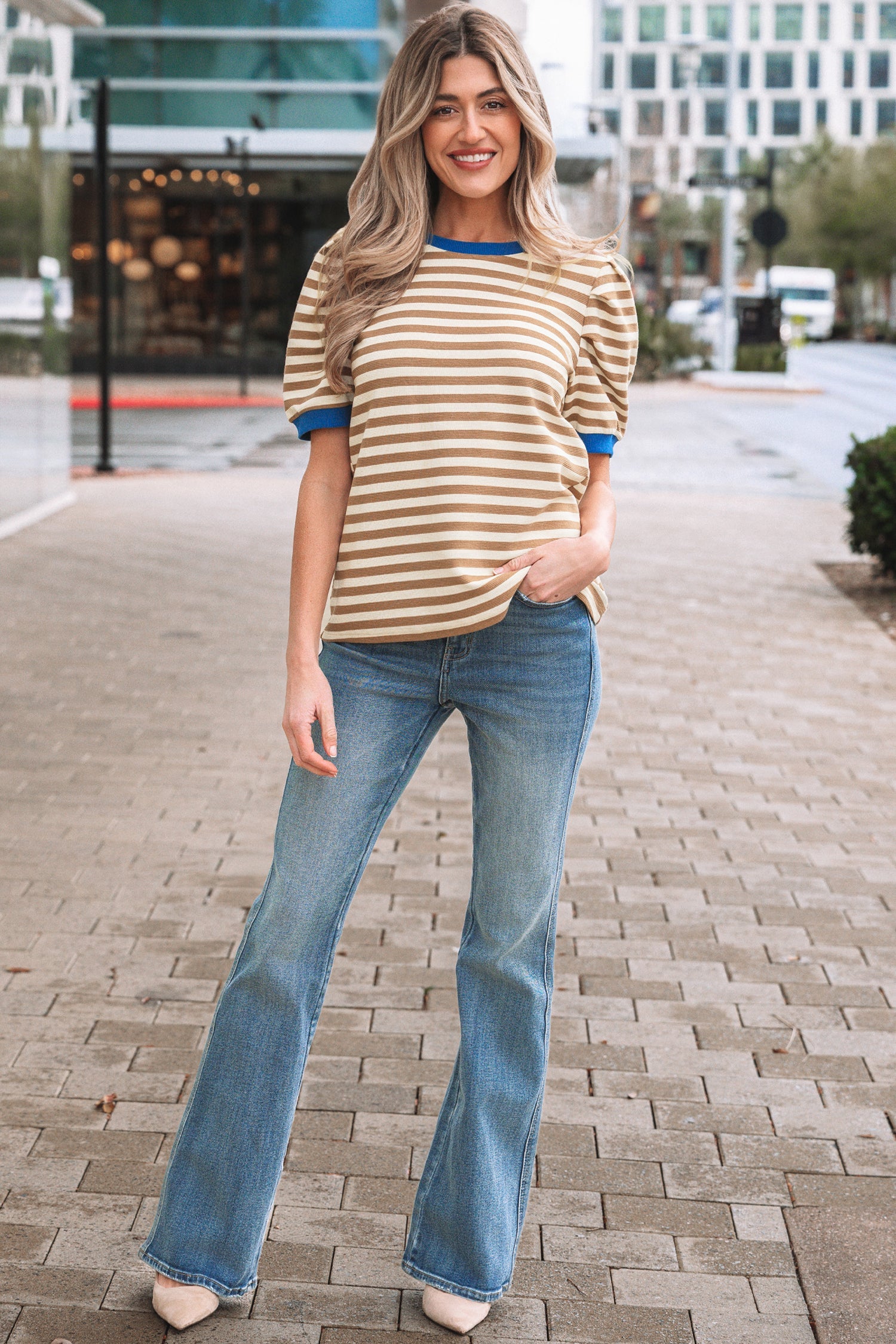 Elora Sleeve Contrast Trim Tee