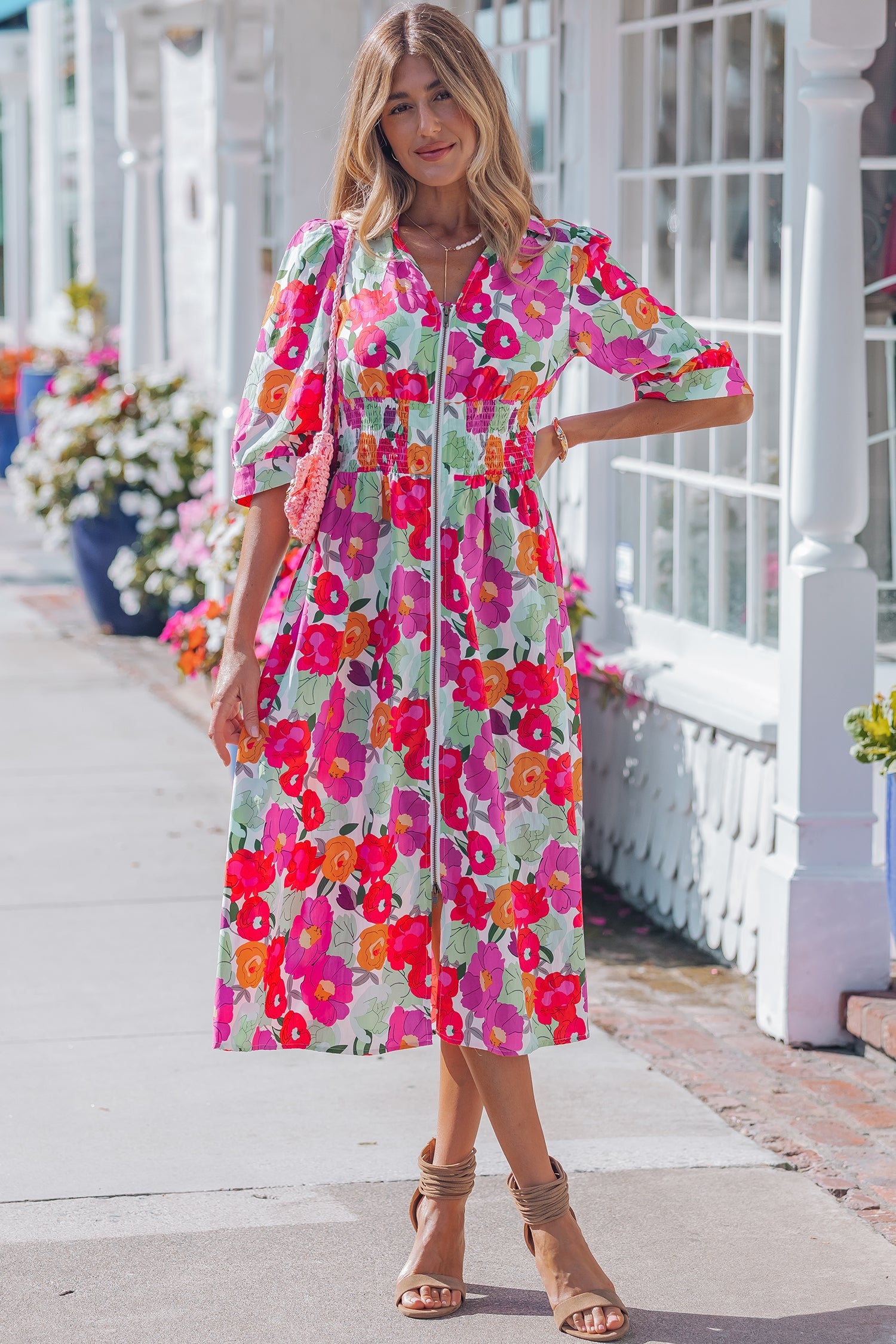 Lisa Puffy Half Sleeve Dress