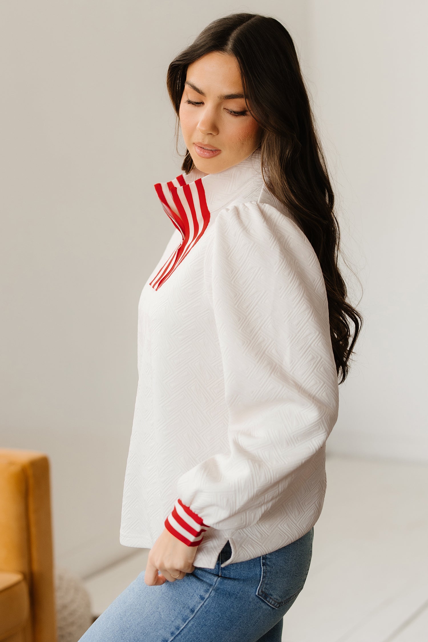 Danna Zipped Collar Pullover Top