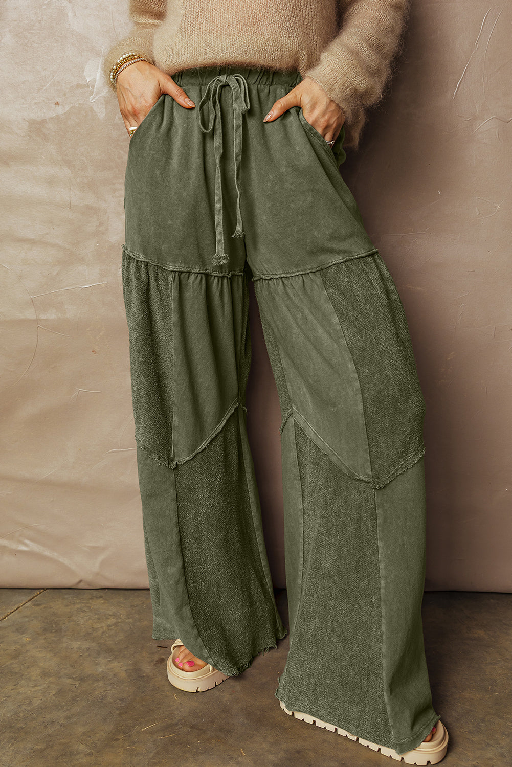 Paisley Leg Patchwork Drawstring Pants