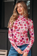 Rosalie Floral Long Sleeve Slim Fit Mesh Top