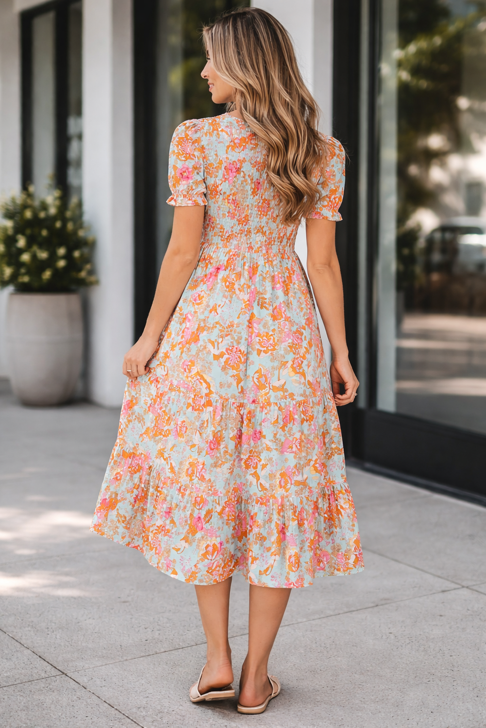 Wynter Smocked Flowy Ruffle Dress