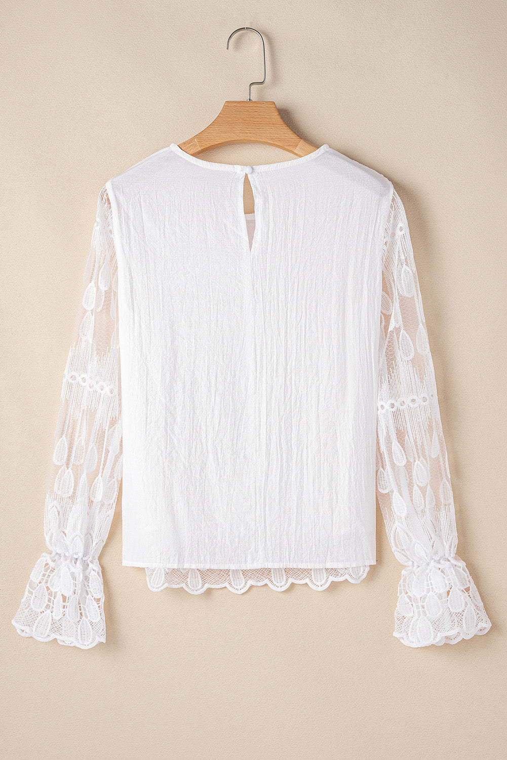 Tassa Mesh Flounce Sleeve Blouse