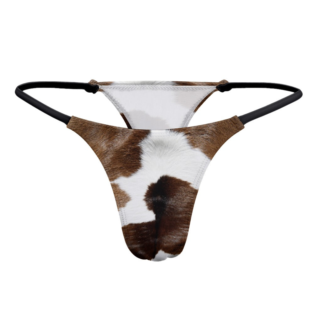 Cow Print Yoga Thong