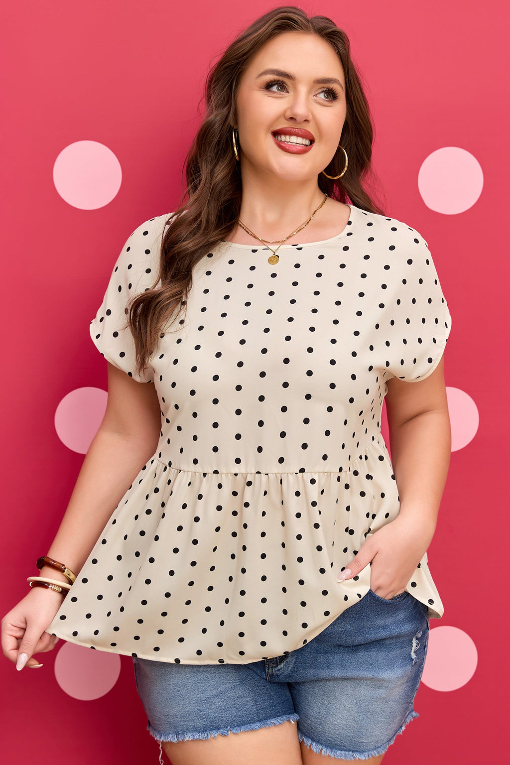 Alison Short Sleeve Babydoll PLUS Blouse