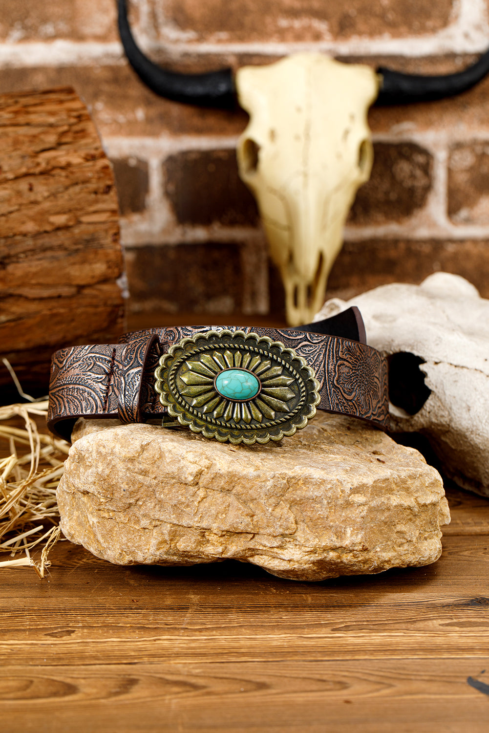 Royalty Embossed Faux Leather Belt