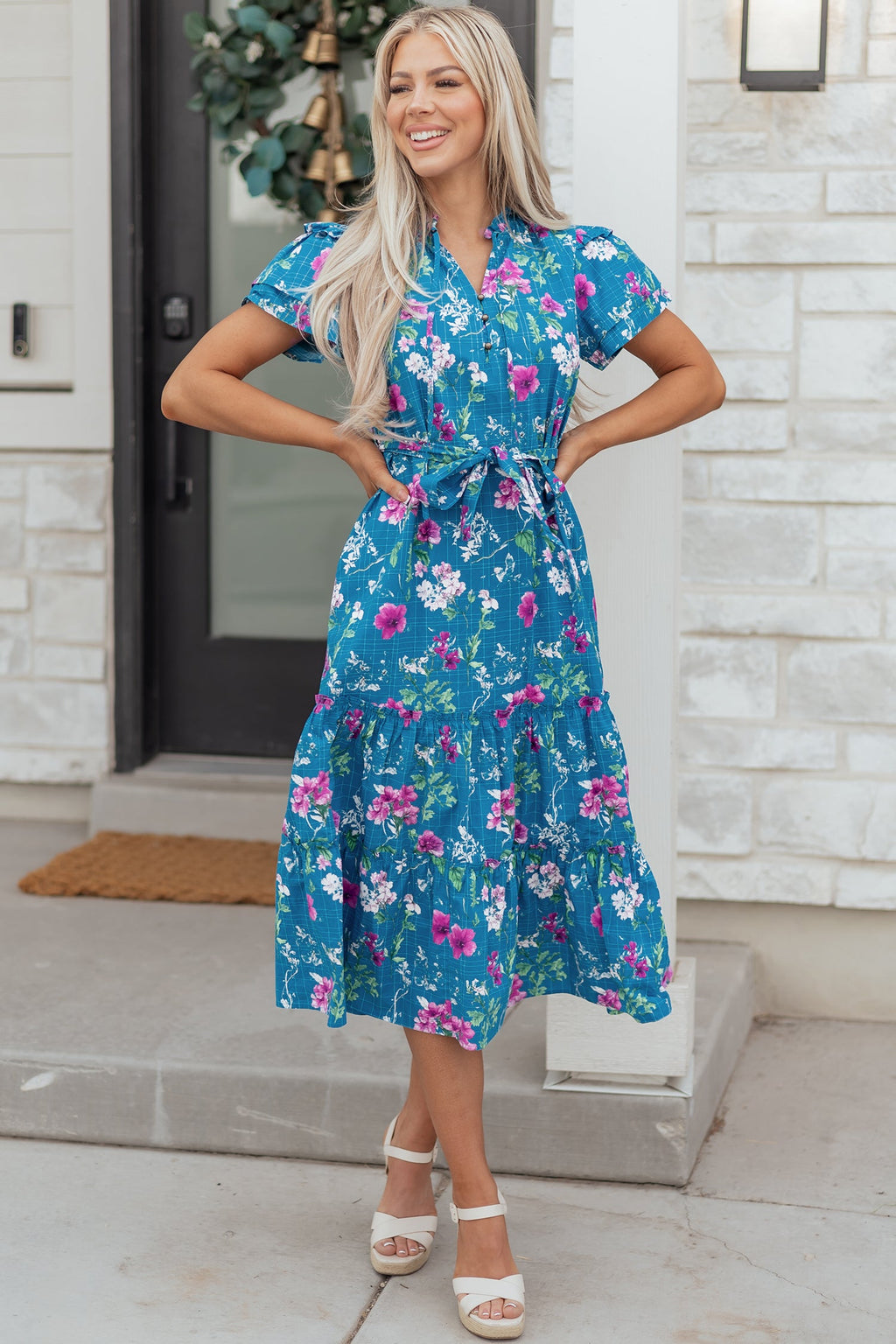 Tessa Tie Belted Long Dress