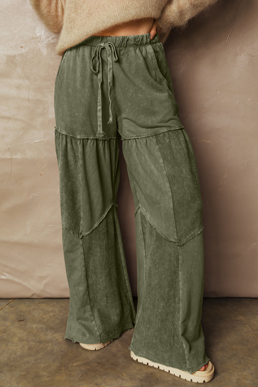 Paisley Leg Patchwork Drawstring Pants