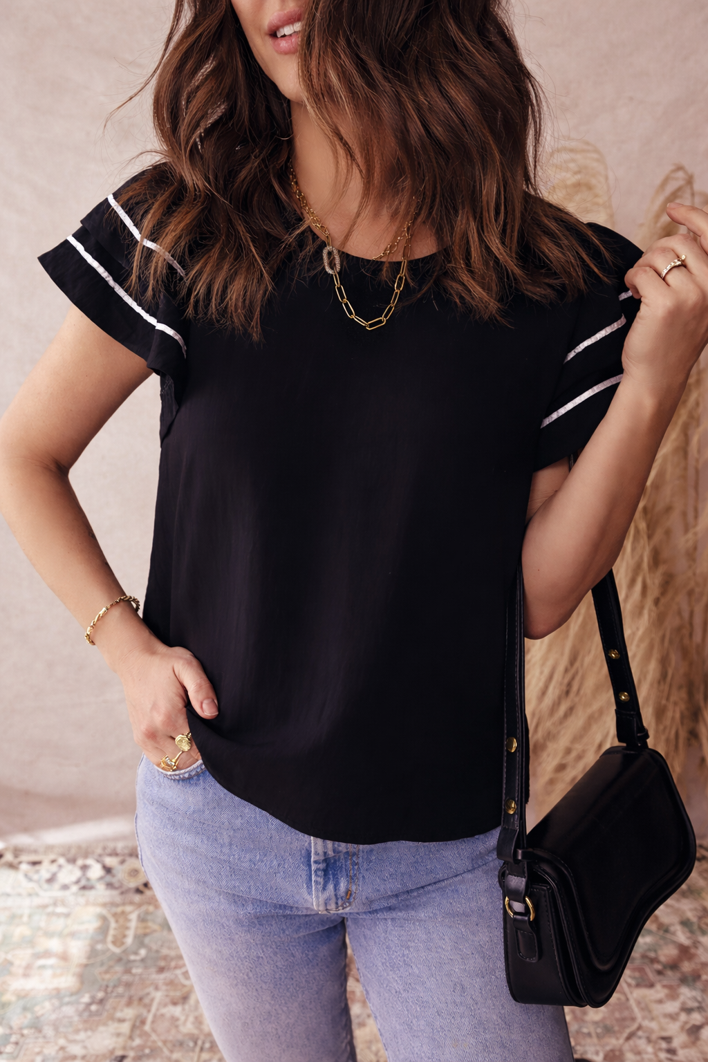 Amani Short Sleeve Textured Blouse