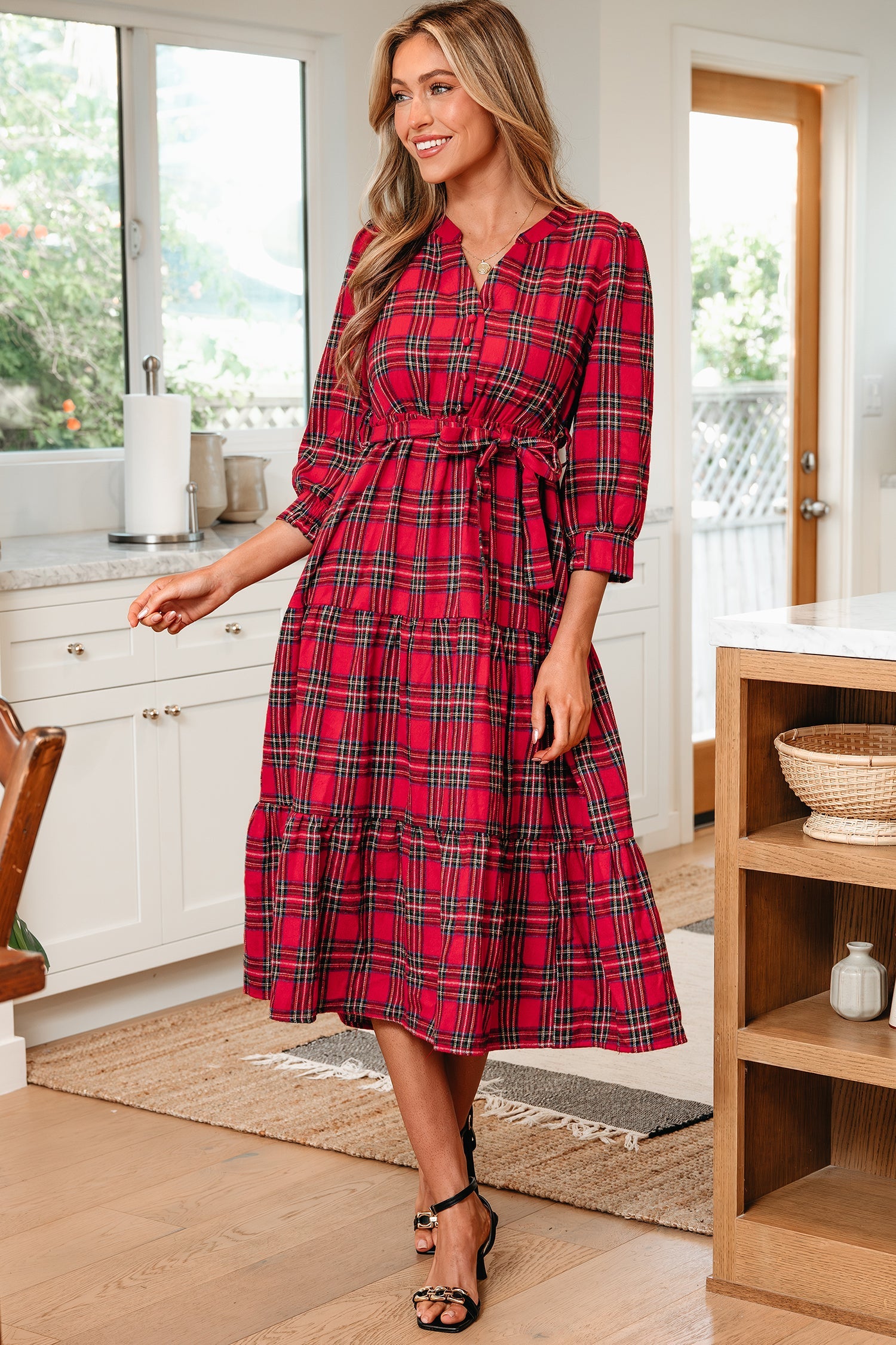 Della Ruffle Hem Long Dress