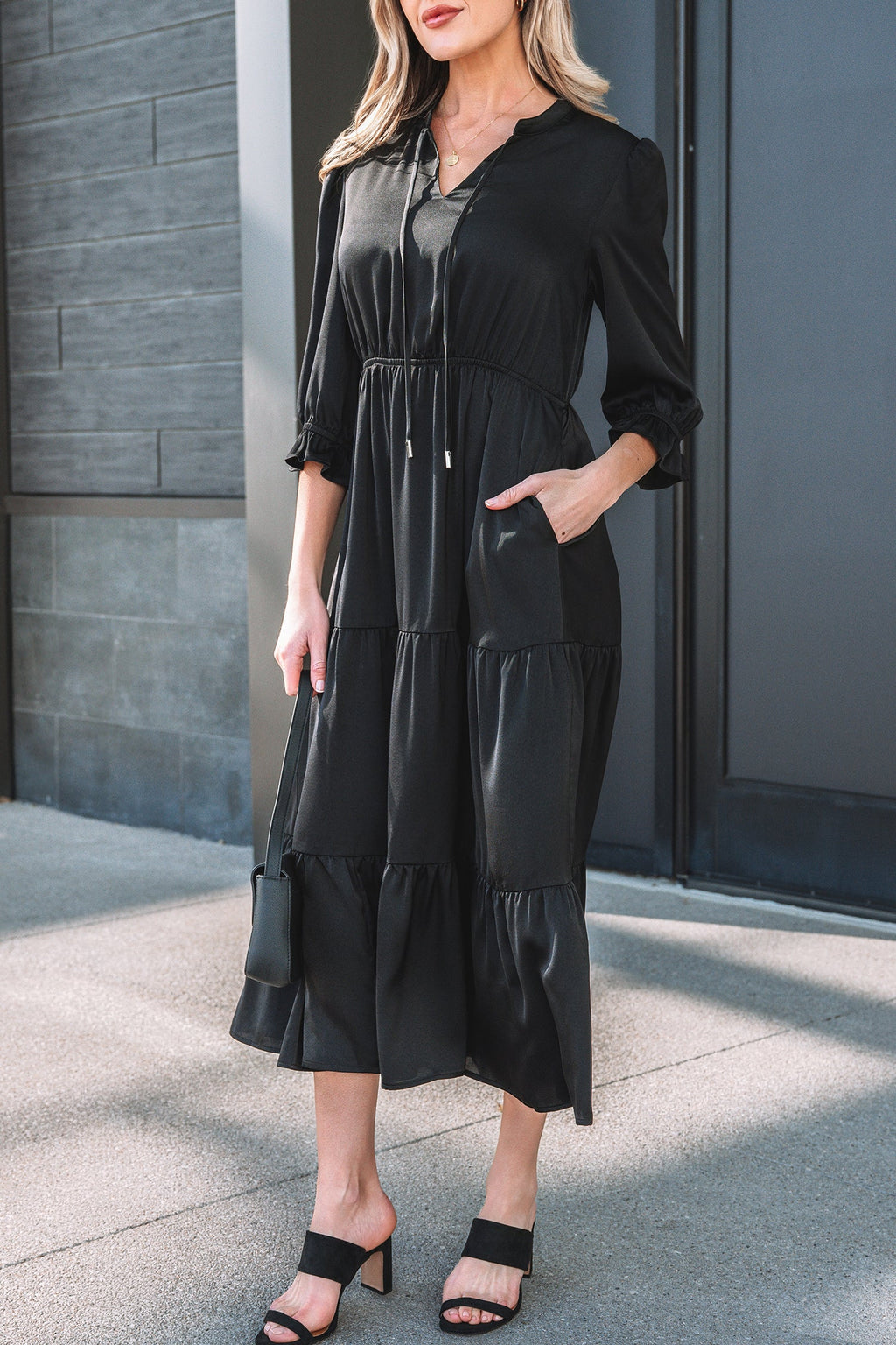 Natasha Sleeve Tiered Maxi Dress