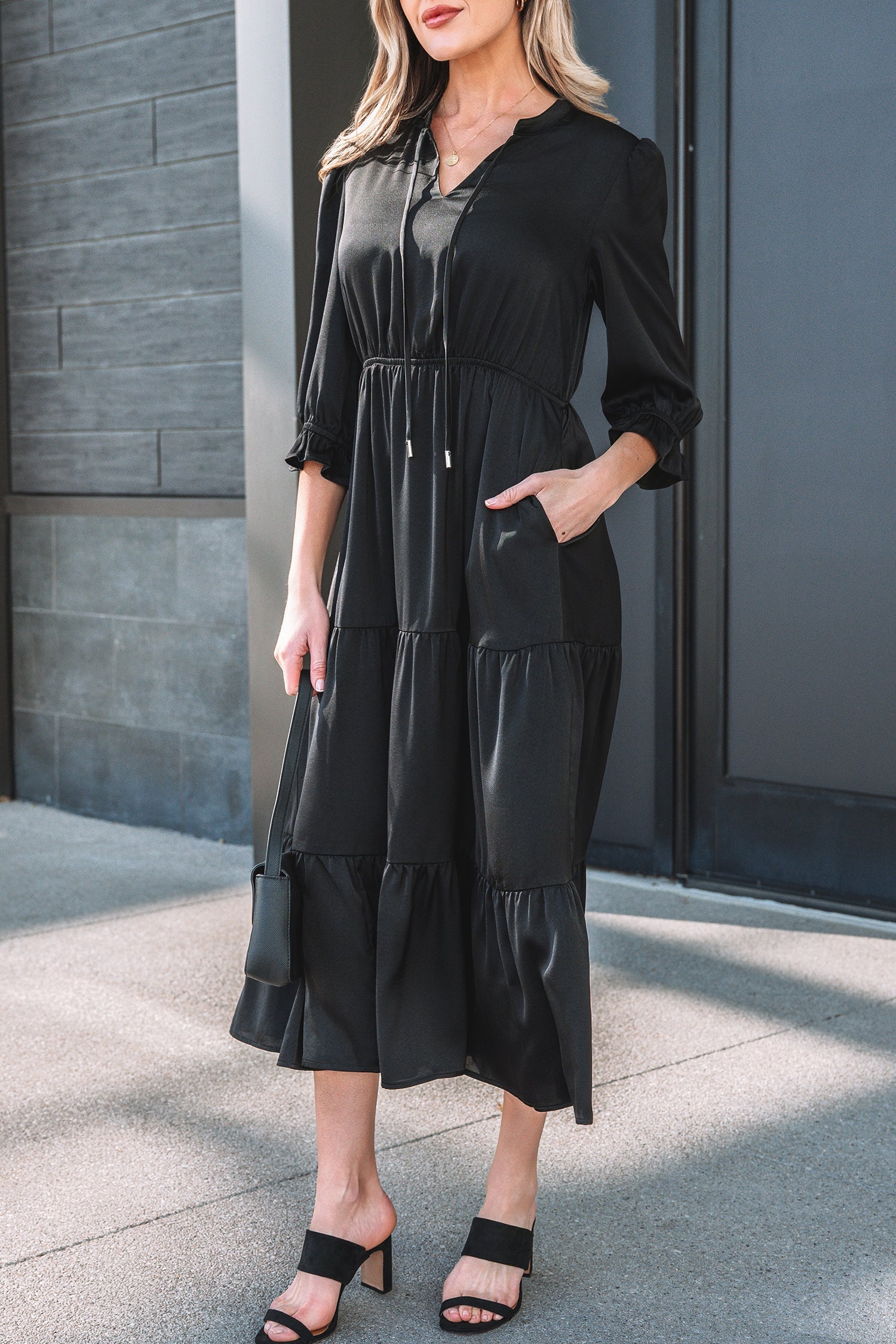 Natasha Sleeve Tiered Maxi Dress