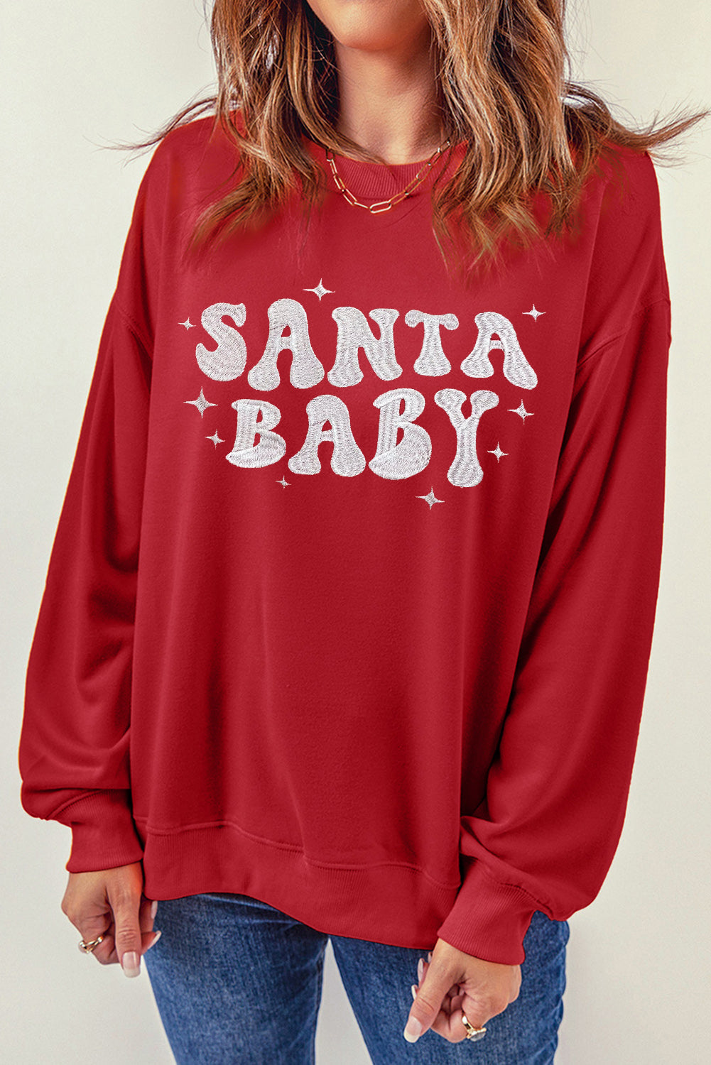Harper Embroidered Crewneck Christmas Sweatshirt