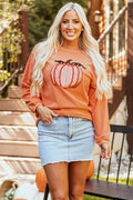 Sequined Pumpkin Halloween Sweatshirt