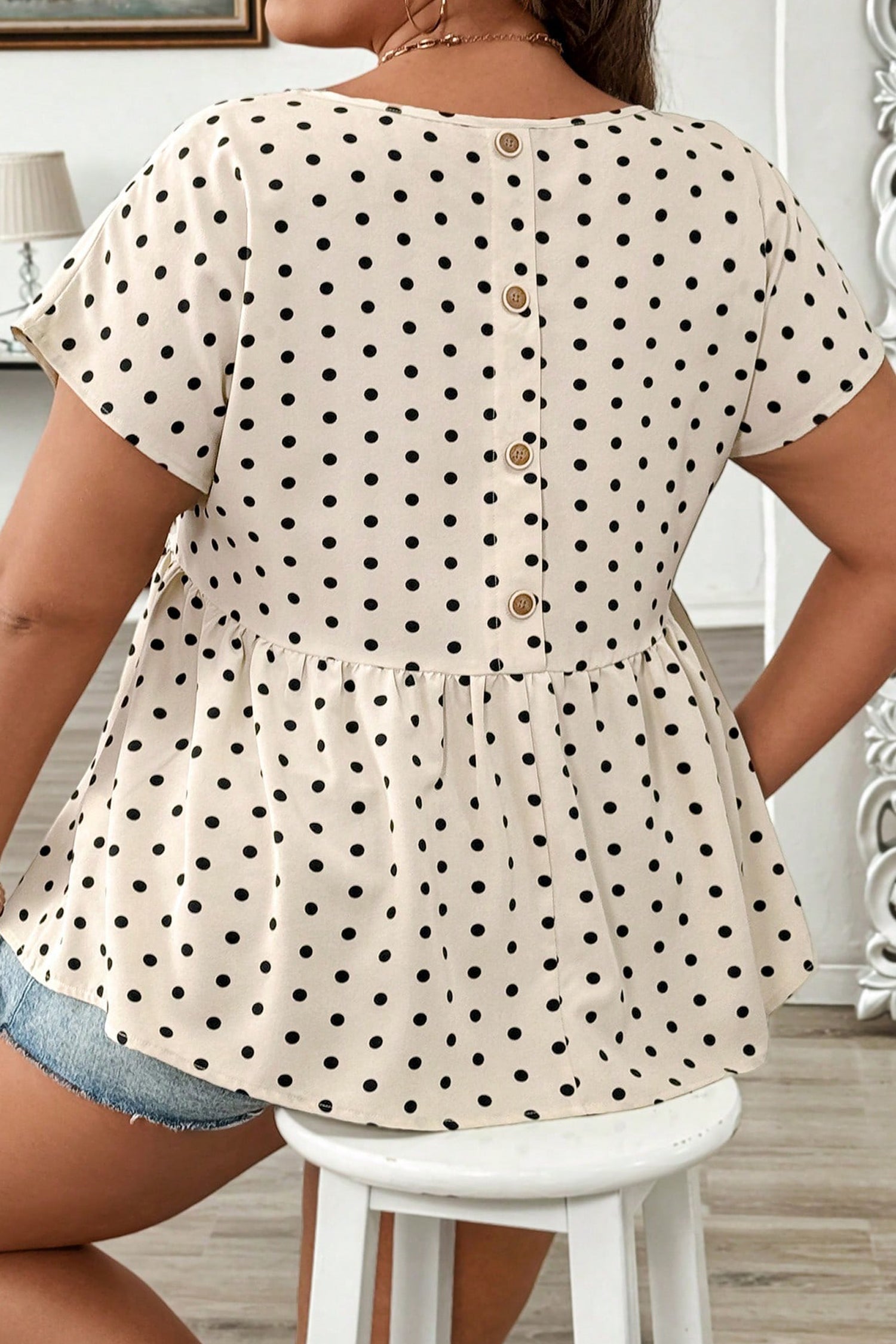 Alison Short Sleeve Babydoll PLUS Blouse