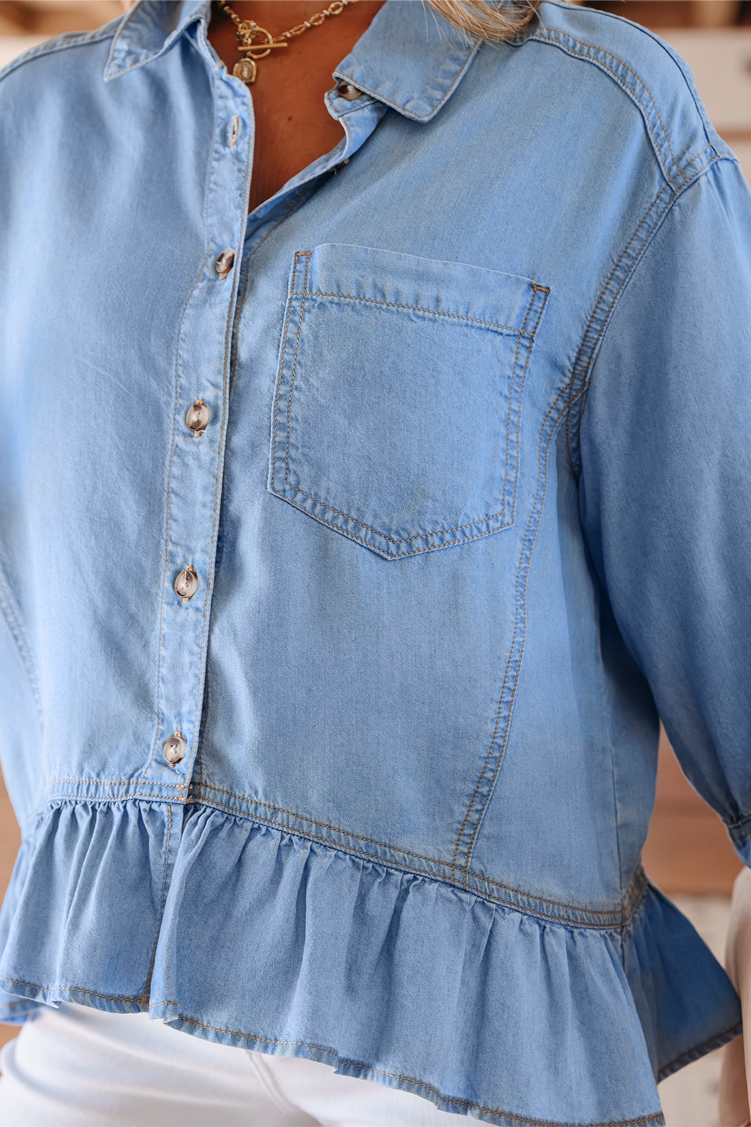 Daphne High Low Chambray Shirt