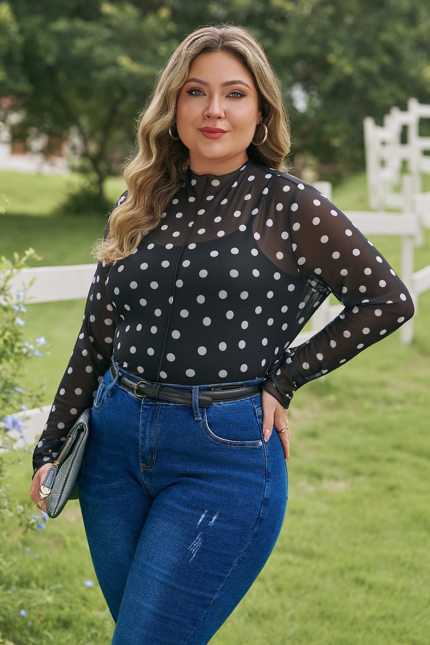Anne Sleeve Mesh top Long Sleeve PLUS Top