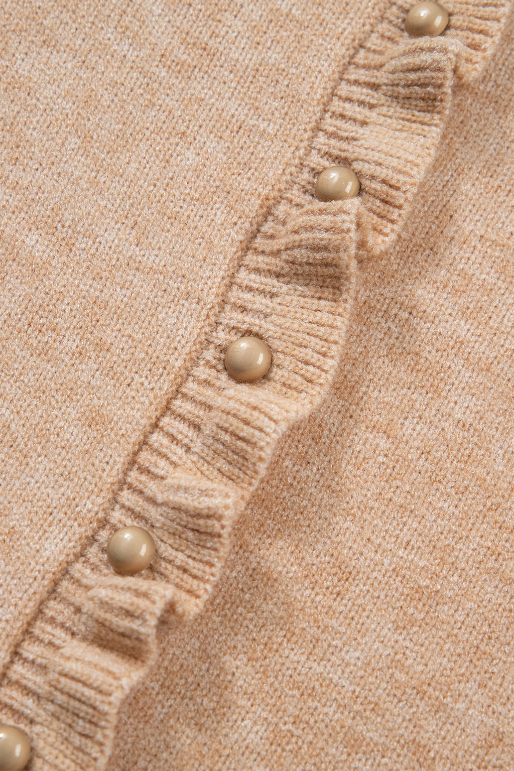 Yamileth Oatmeal Ruffle Trim Sweater
