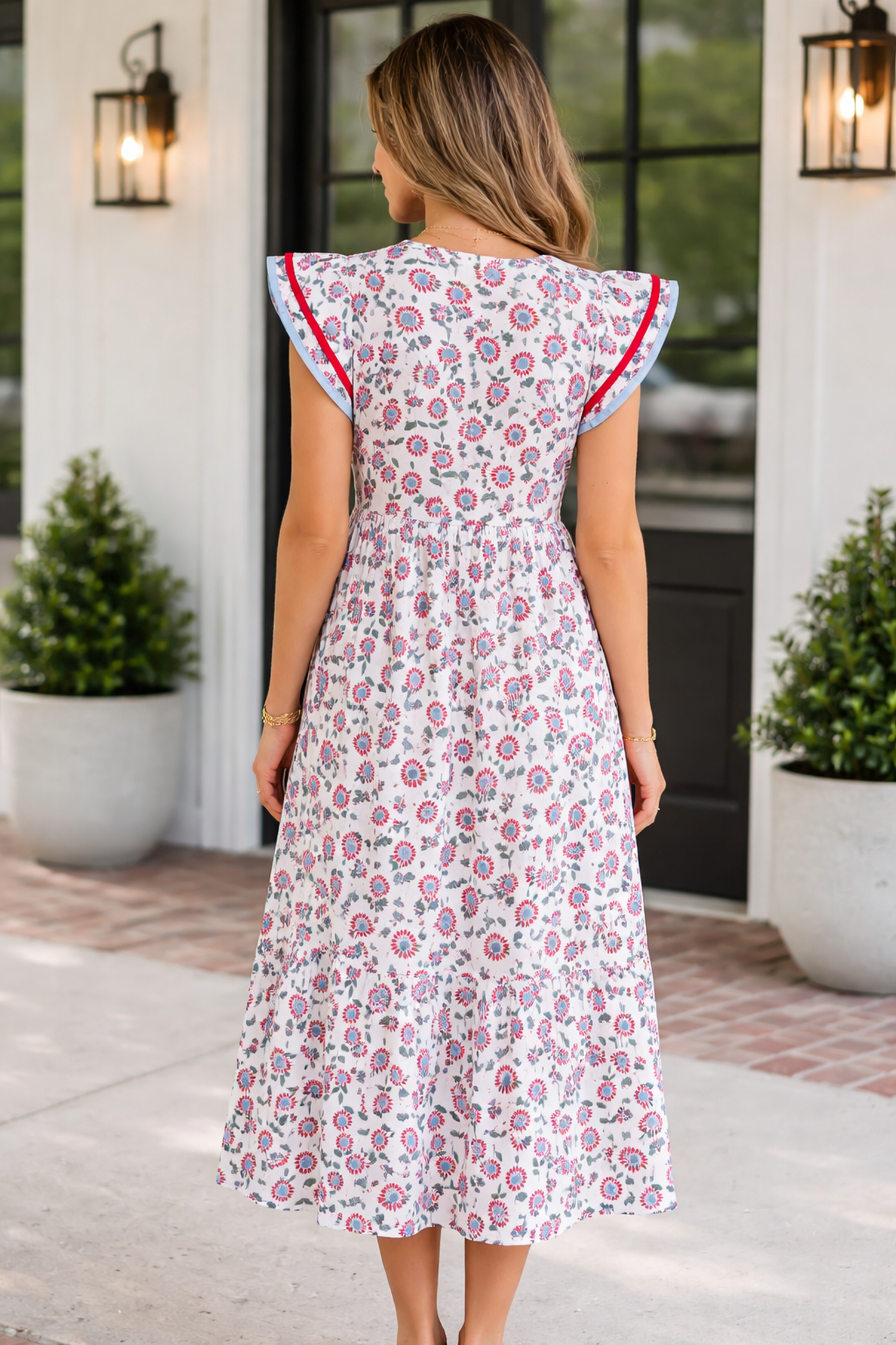 Milani Flutter Sleeve Long Dress
