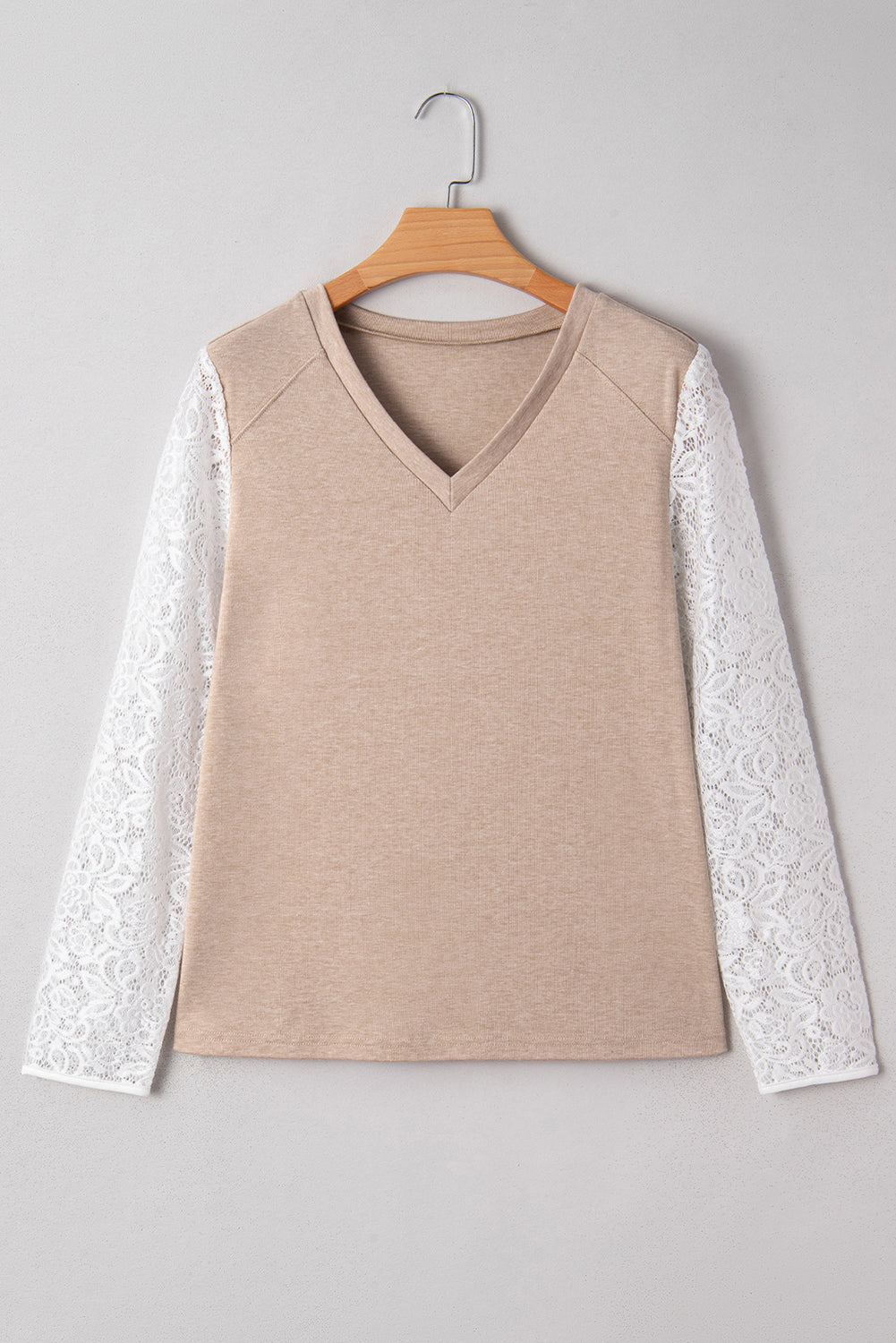 Penny Contrast Lace Patchwork Long Sleeve Top