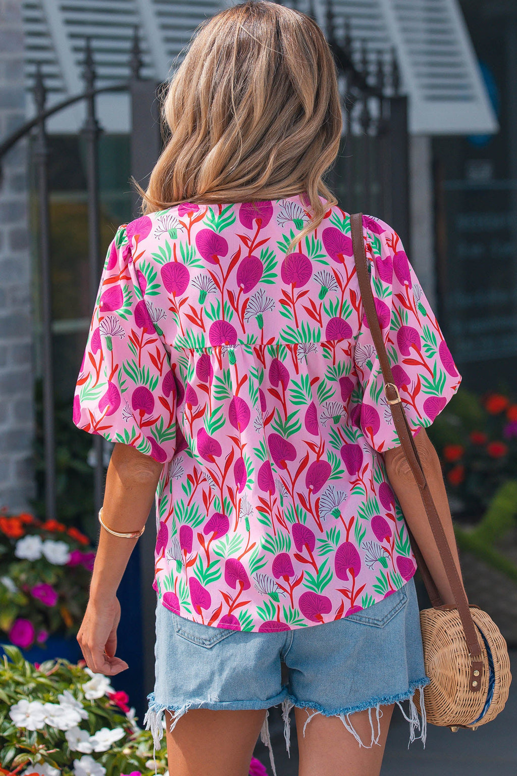 Jade Patchwork Tassel Tie Blouse