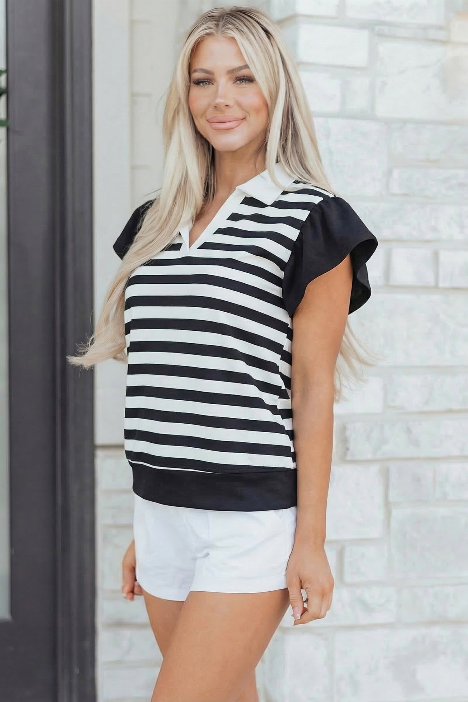 Lilith Ruffled Short Sleeve Blouse
