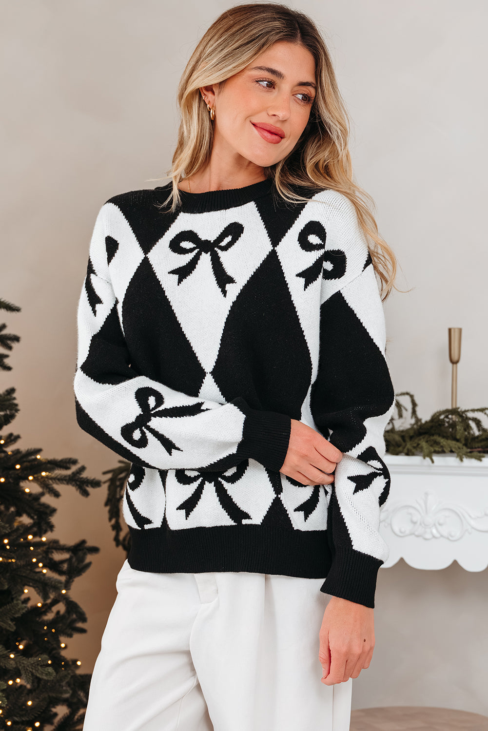 Daetta Rhombus Knit Loose Sweater