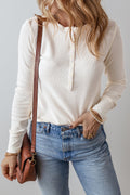 Teresa Color Waffle Half Long Sleeve Top