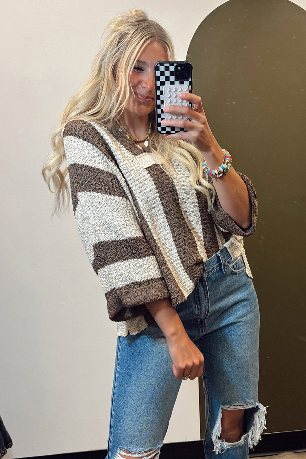 Holland Colorblock Bracelet Sleeve Sweater
