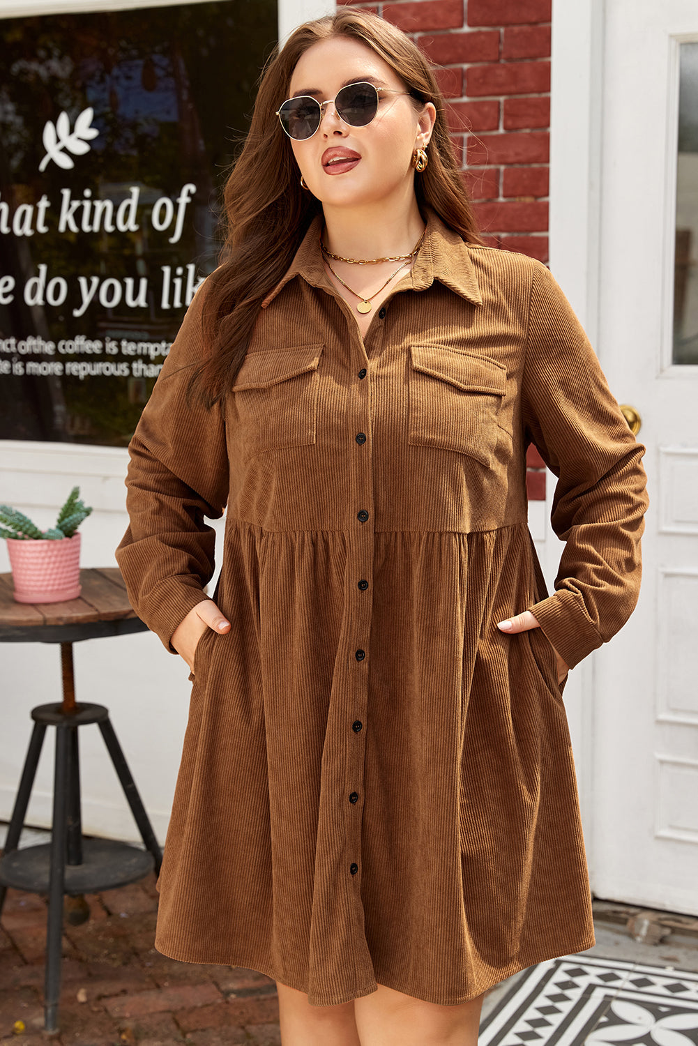 Galilea Corduroy Full Collared PLUS Shirt