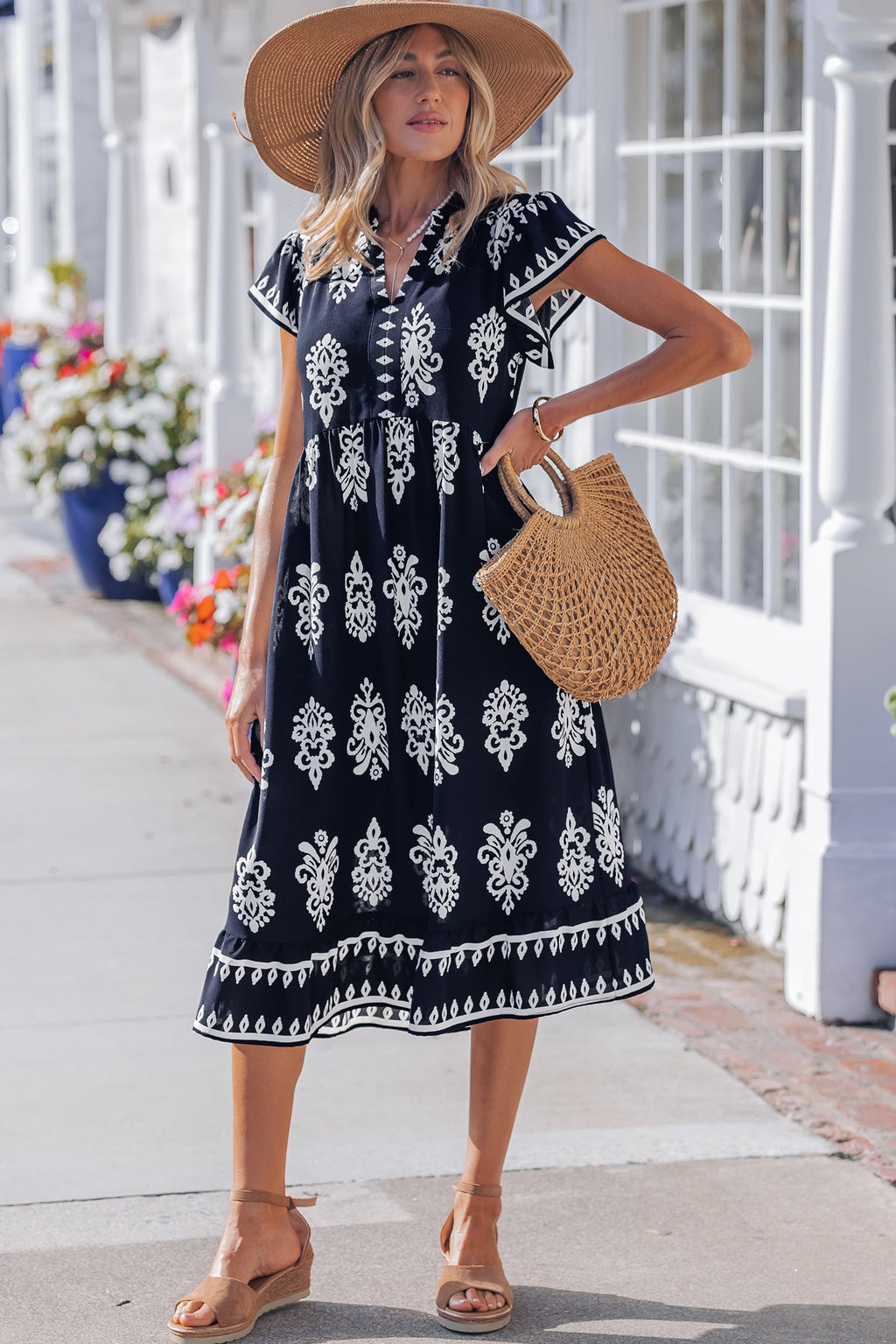 Halo Short Sleeve Midi Dress