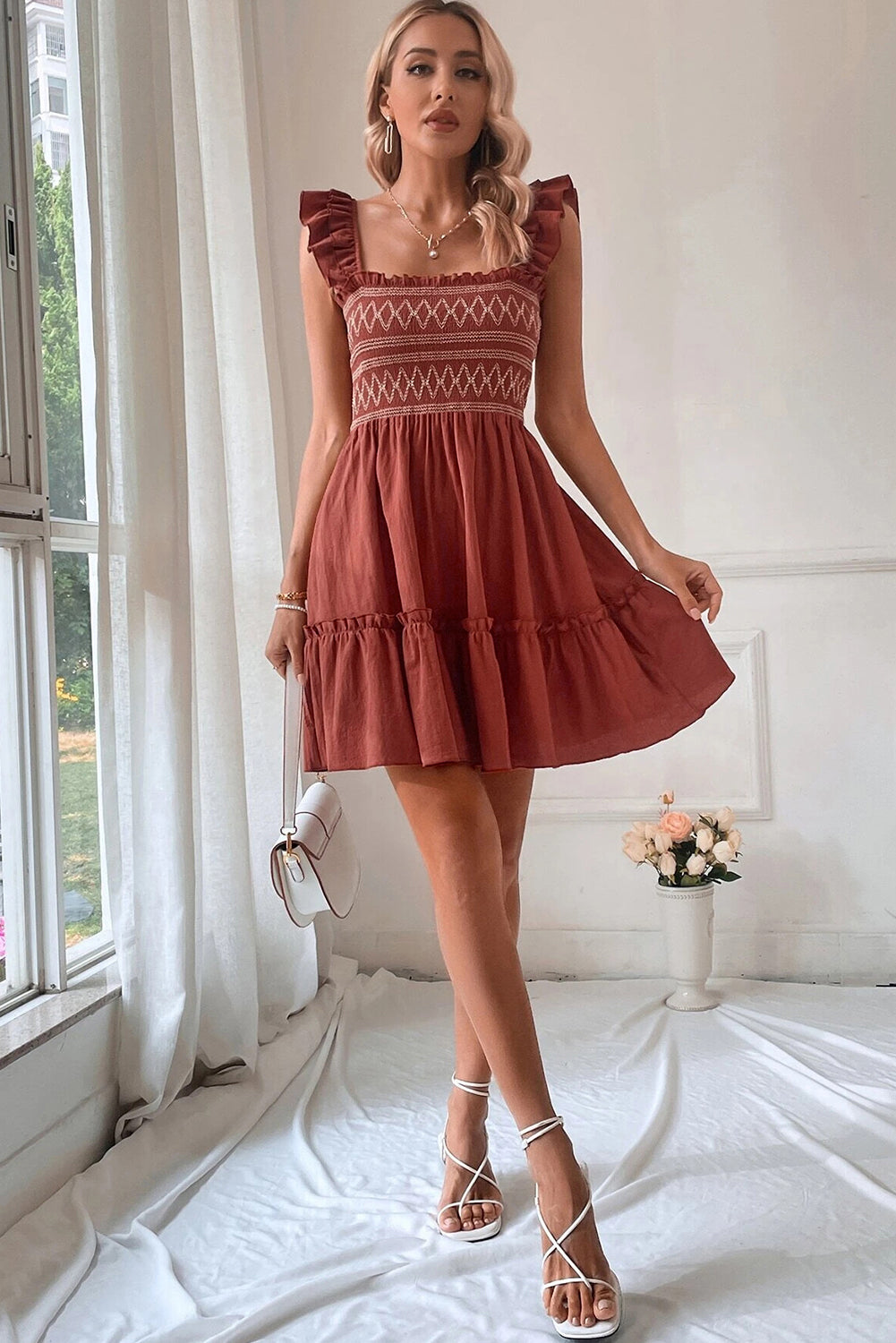 Aurelia Trim Sleeveless Mini Dress