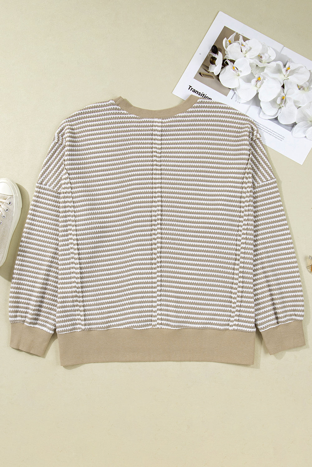 Vanessa Knit Ribbed Trim Long Sleeve PLUS Top