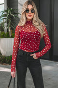 Celia Bodycon Mock Mesh Long Sleeve Top
